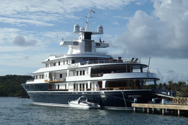 Yacht docked on the island of Antigua