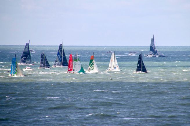 Offshore race start during the Transat Jacques Vabre