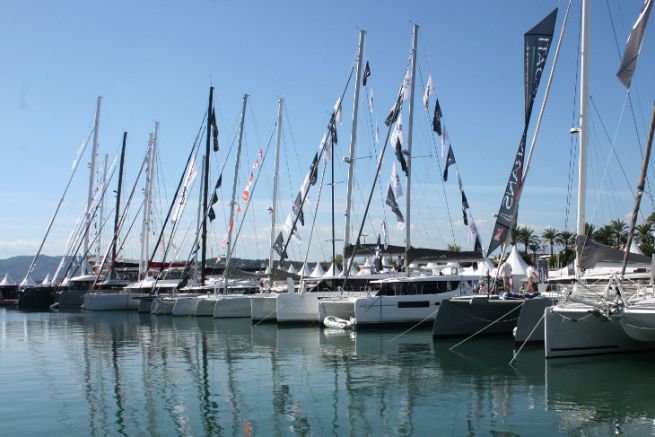 Multihulls in Port Canto at the Cannes Yachting Festival 2019