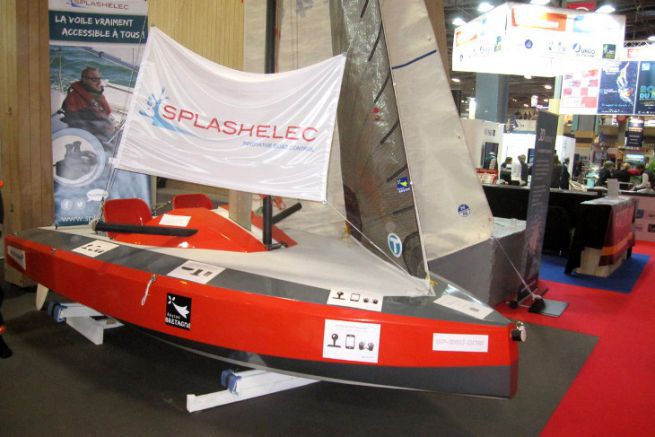 The Mini Splash, a sailboat accessible to the disabled, on display at the Nautic Innovation Centre in 2017