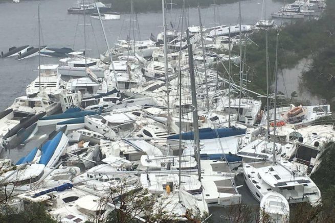 Cruise ships destroyed at Paraquita Bay, British Virgin Islands after Cyclone Irma Passed