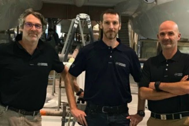 Sam Marsaudon, Damien Cailliau and Frdric Blandin, the former and new directors of Marsaudon Composites
