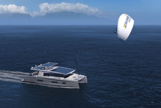 Rendering the future Silent 75 with a Sky Sails kite