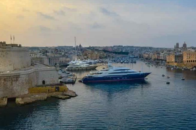 Yachts in the port of Valletta in Malta