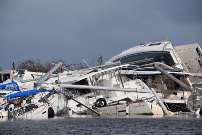 Boats hit by cyclone Irma