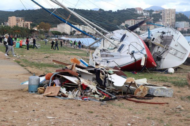 Wrecks on the Ajaccio promenade after the Adrian storm