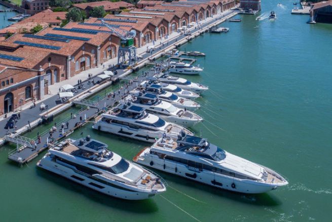 Yachts and pleasure boats in the heart of the Venice Arsenal