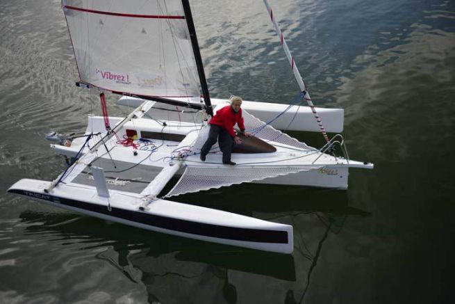 Gwalaz, the linen trimaran developed by Kairos and Tricat for Lost in the Swell