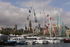 Boats exhibited in Port Vell for the Salon Nautico de Barcelona