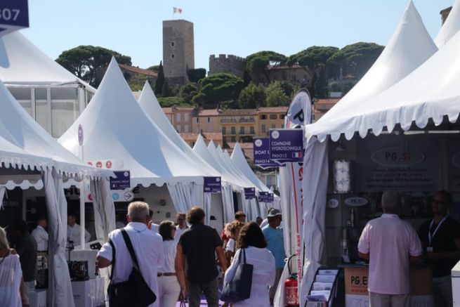 Equipment manufacturers' alley at the Cannes Yachting Festival