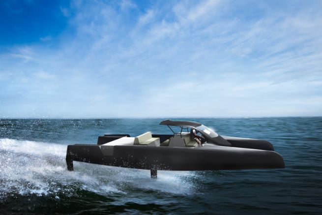 Artist's view of the future foil motor catamaran developed by Mer Concept and Franois Gabart