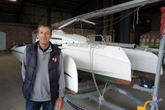 Jean-Hubert Pommois in front of the latest addition to the Astus Boats range, the 22.5. 